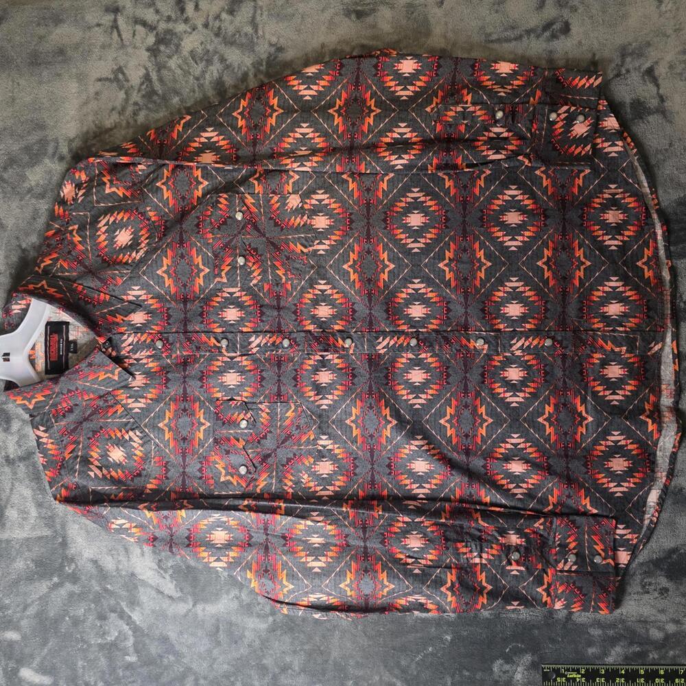 Rock & Roll Men's Orange Aztec Long Sleeve XXL